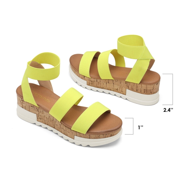Platform Ankle Strap Sandals - NEON LIME - 4
